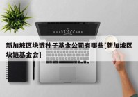 新加坡区块链种子基金公司有哪些[新加坡区块链基金会]